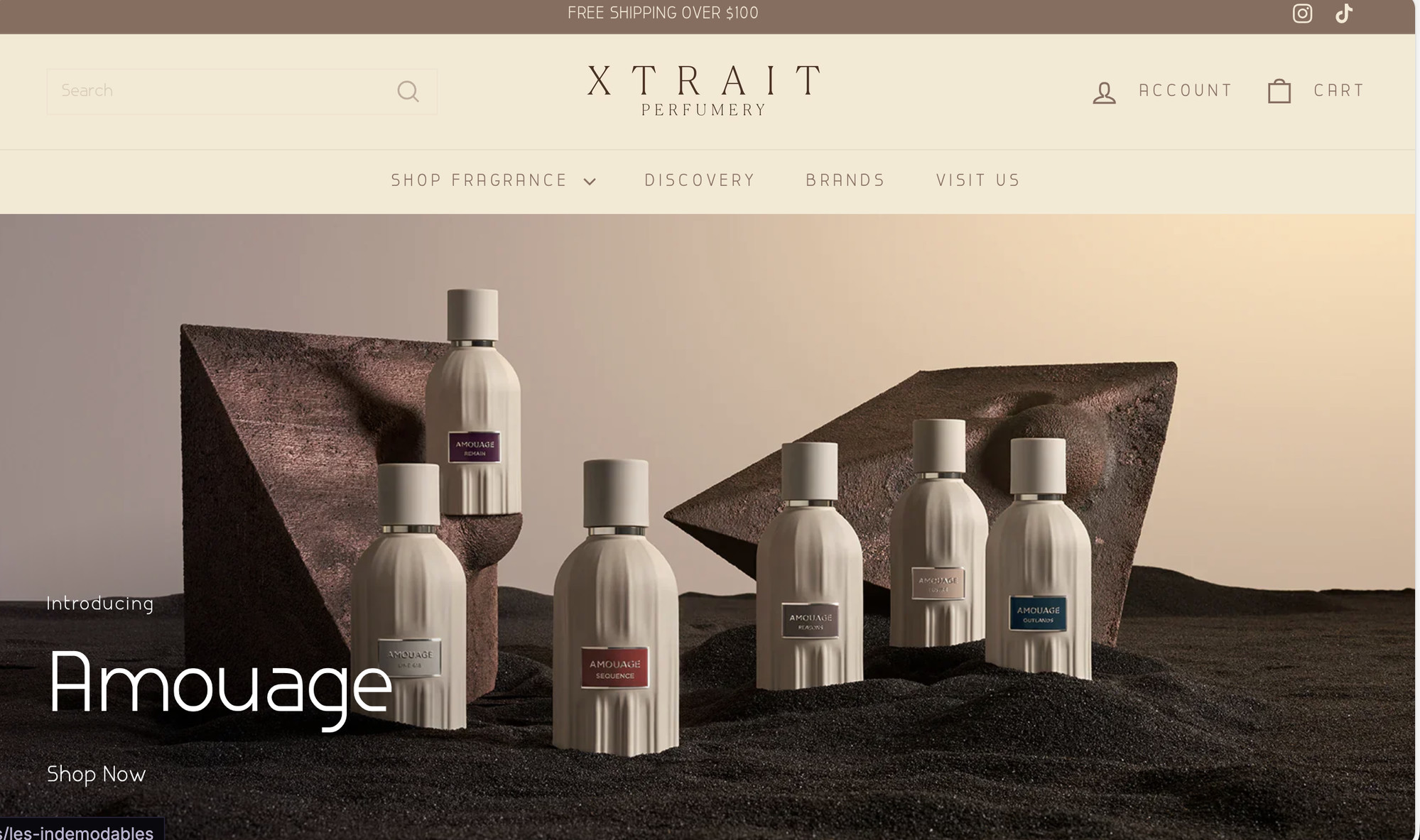 Xtrait Perfumery website before the redesign — generic storefront template